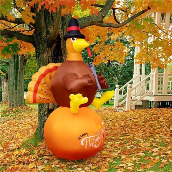 8Ft Inflatable Turkey Thanksgiving Inflatable Decorations Blow Up Turkey - Picture 4 of 8